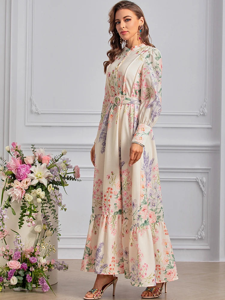 chinese dress ladies Mew Mews Alirio Halterneck Embroidered Flower Maxi Dress